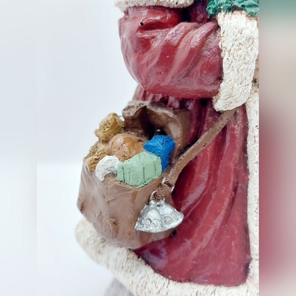 Vintage 1996 Ground Pecan Shell Resin Hand Painted Santa and Angel - Picture 5 of 11